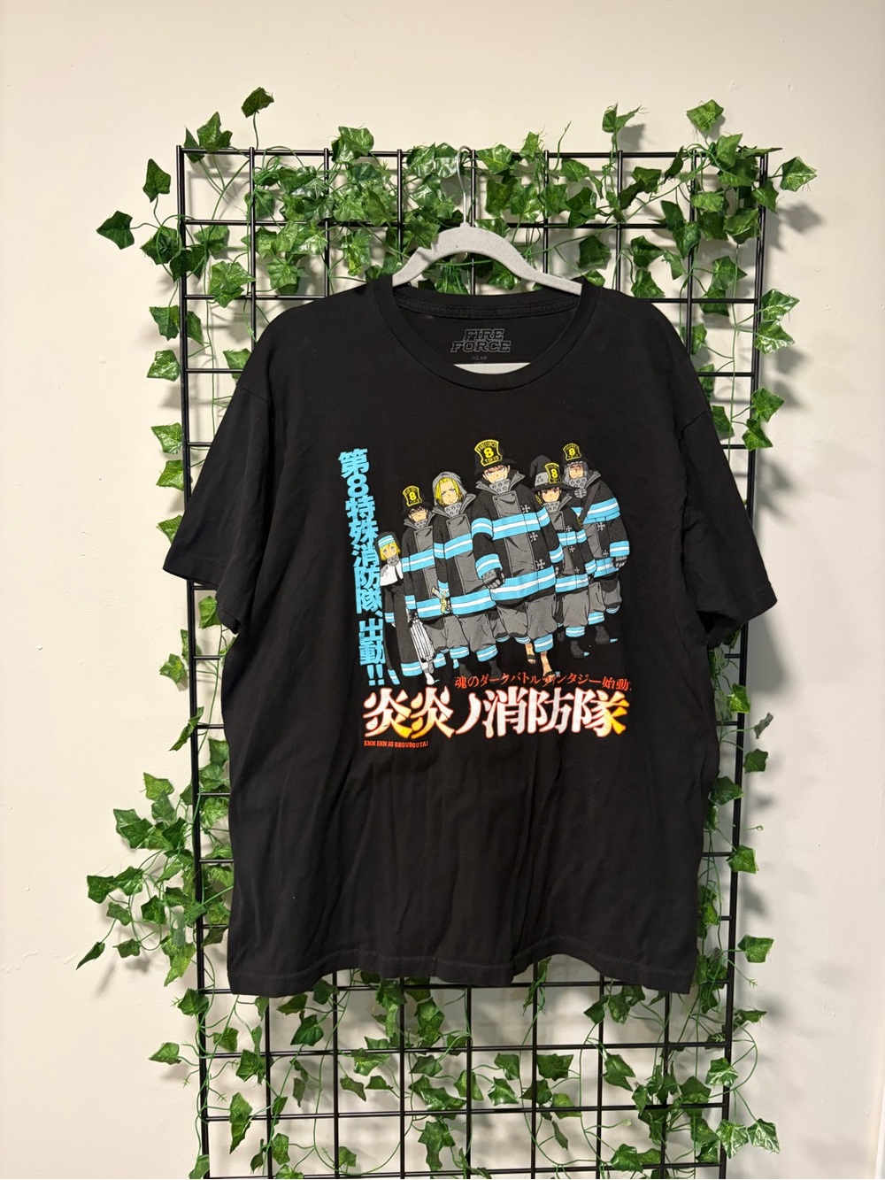 Black Graphic Short Sleeve Tee - Anime Firefighters